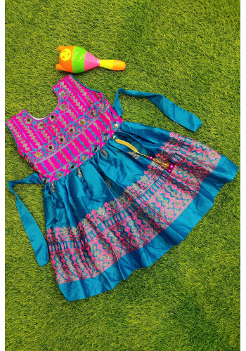 All Over Rajasthani Work Design Silk Kids Dress (KR1704)